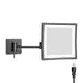 DOWRY Wall Mounted LED Lighted 5X Magnifying Square Makeup Mirror with Plug,8 Inch, Polished Gold Finished Dowry1802D-8x5