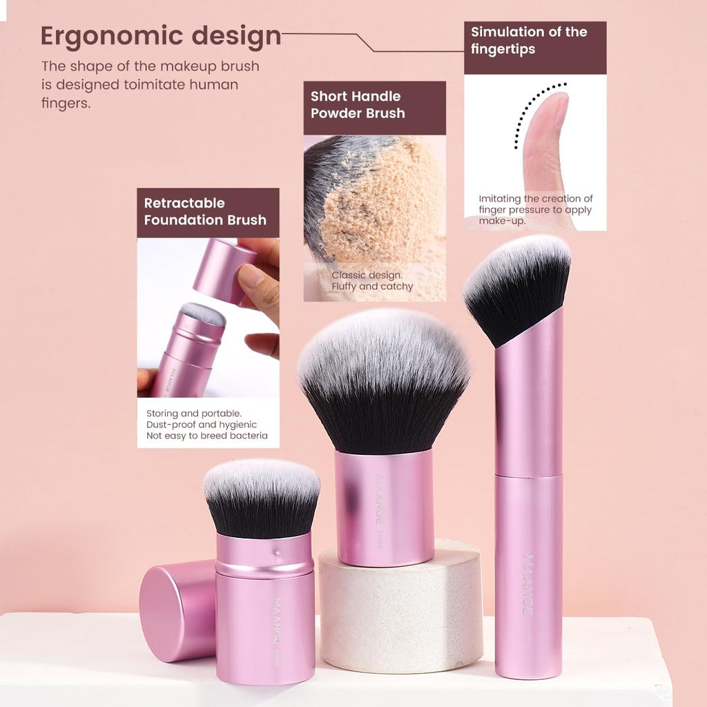 MAANGE 20 Pcs Makeup Brushes with Gift Box, Double-End Multi-functional Makeup Brushes for Blending Liquid Powder Concealer Cream Blush Buffe,CoffeeBrown