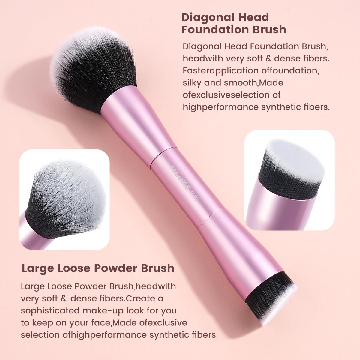 MAANGE 20 Pcs Makeup Brushes with Gift Box, Double-End Multi-functional Makeup Brushes for Blending Liquid Powder Concealer Cream Blush Buffe,CoffeeBrown