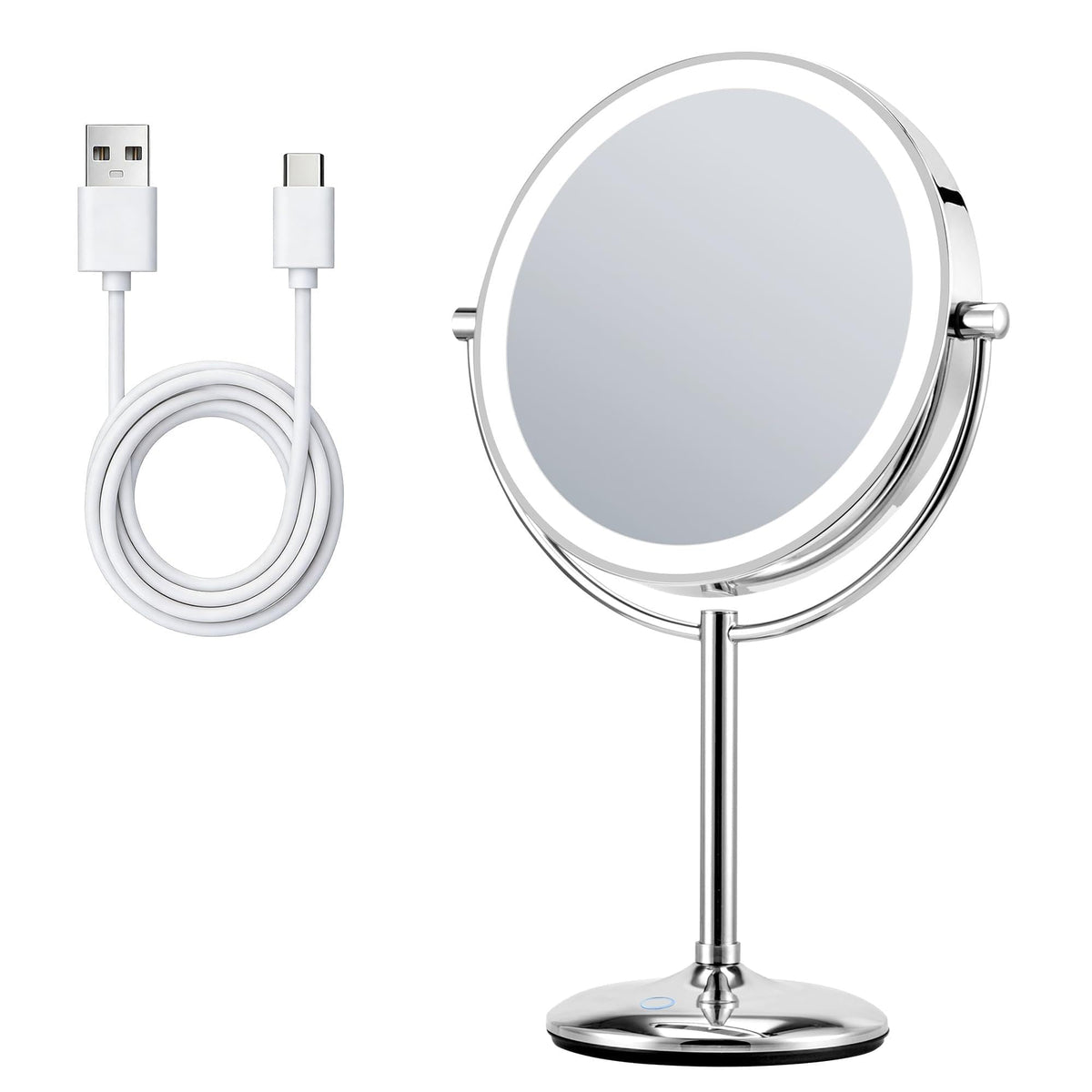 9" Gold Lighted Makeup Mirror, 1X/20X Magnification, Rechargeable