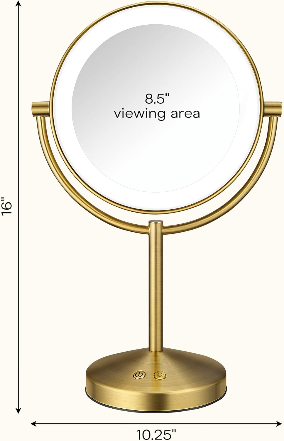 Conair LED Vanity Mirror, Double-Sided, 10x Maginification, Brushed Brass