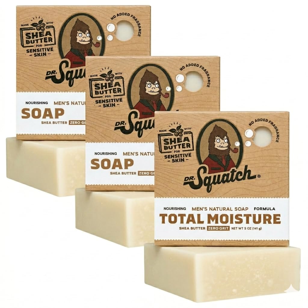 Dr. Squatch Total Moisture Natural Men’s Bar Soap, Soap Bar (5oz, 3-Pack)