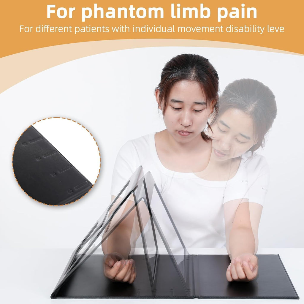 Mirror Therapy Box for Stroke Rehabilitation, Large Visual Range, Folding & Adjustable Mirror Box for Hand & Arm Exercise