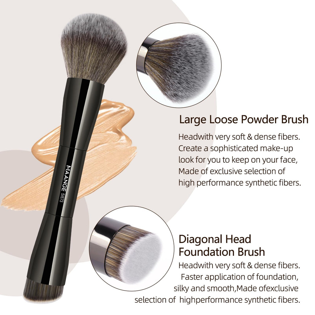 MAANGE 20 Pcs Makeup Brushes with Gift Box, Double-End Multi-functional Makeup Brushes for Blending Liquid Powder Concealer Cream Blush Buffe,CoffeeBrown