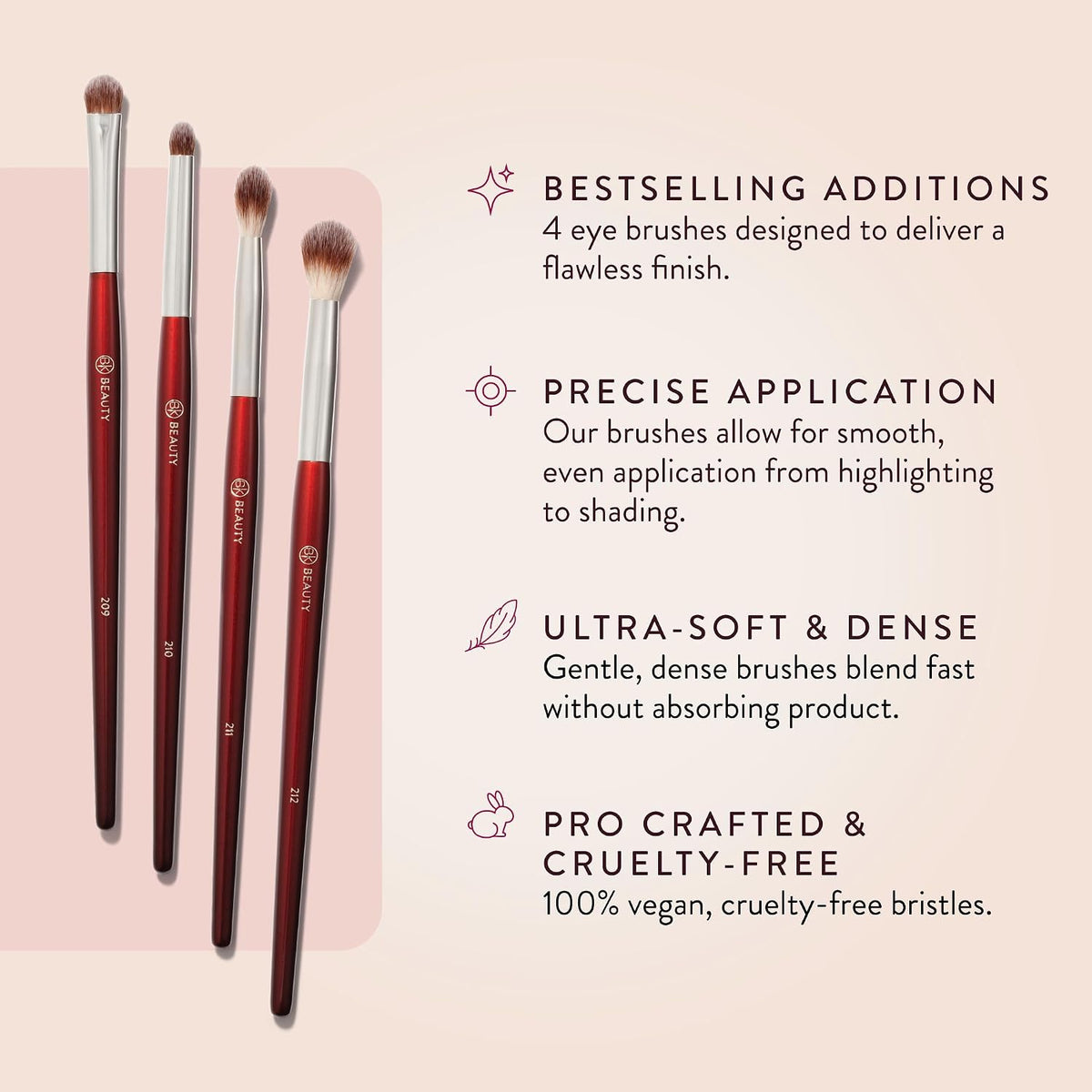 BK BEAUTY Core Line Extension Eyeshadow Brush Set, 4 Eye Brushes