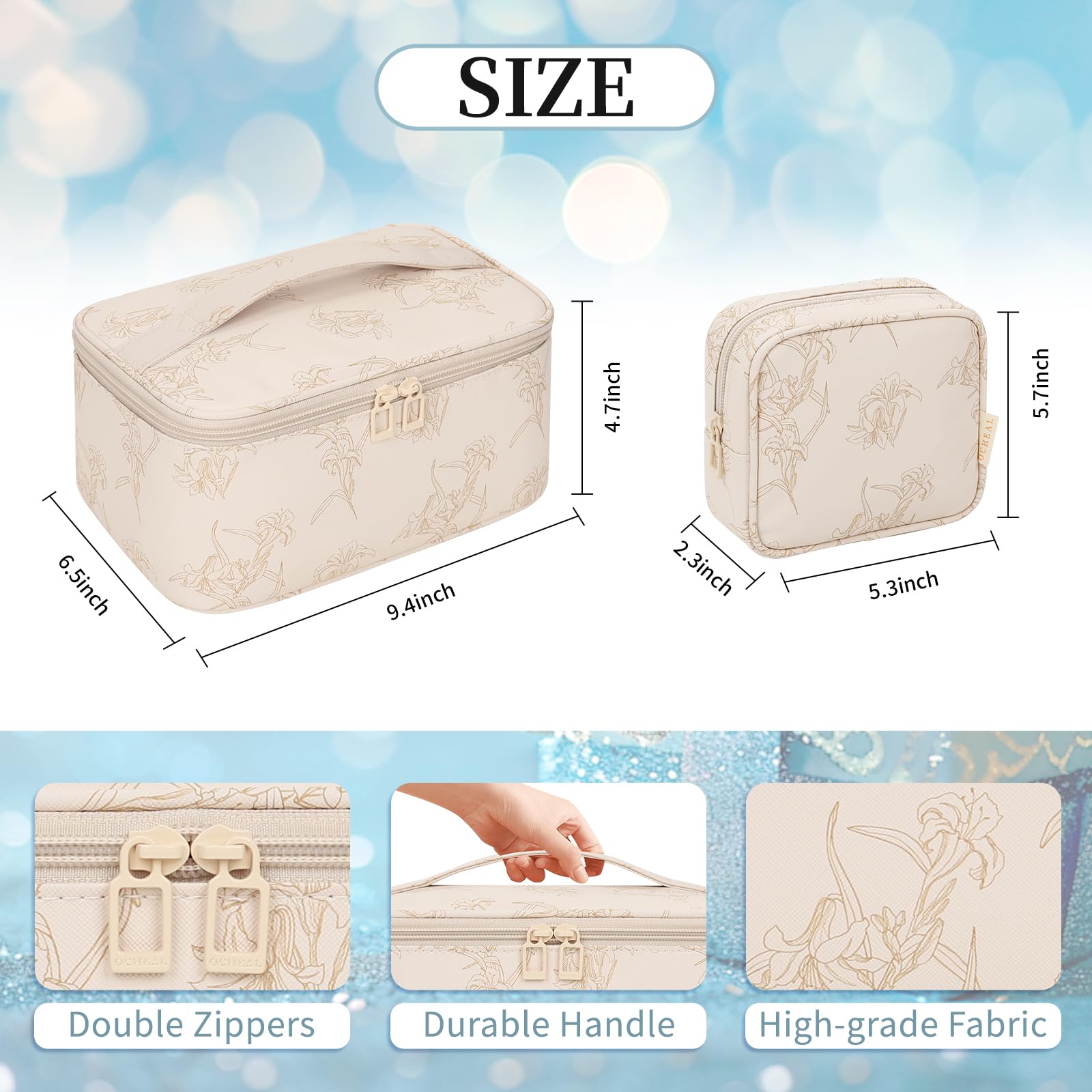 Makeup Bag, Portable Cosmetic Bag Black Make up Case Toiletry Bag | Large Capacity Travel Makeup Case Organizer for Women Toiletry Bag for Girls Traveling With Handle and Divider