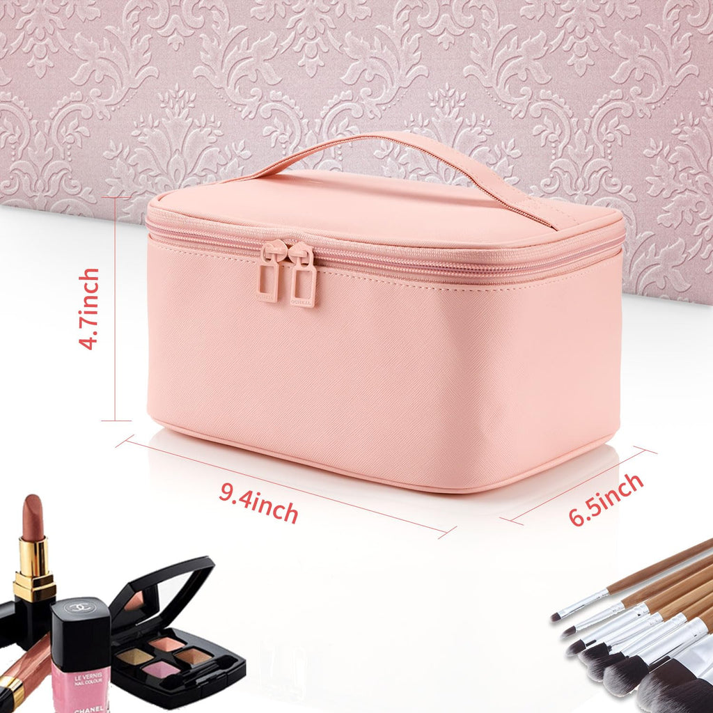 Makeup Bag, Portable Cosmetic Bag Black Make up Case Toiletry Bag | Large Capacity Travel Makeup Case Organizer for Women Toiletry Bag for Girls Traveling With Handle and Divider