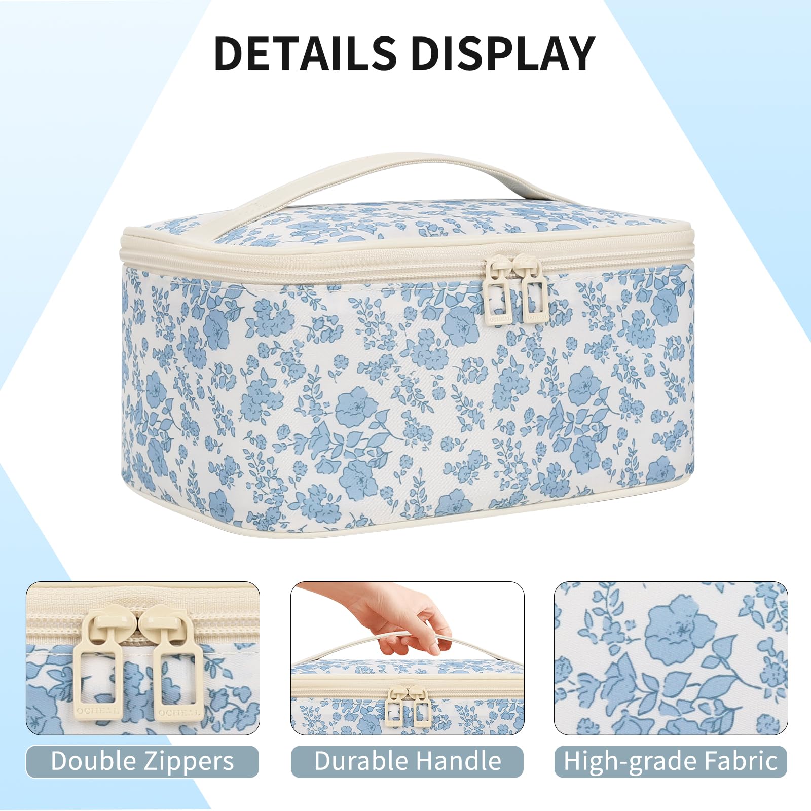 Makeup Bag, Portable Cosmetic Bag Black Make up Case Toiletry Bag | Large Capacity Travel Makeup Case Organizer for Women Toiletry Bag for Girls Traveling With Handle and Divider