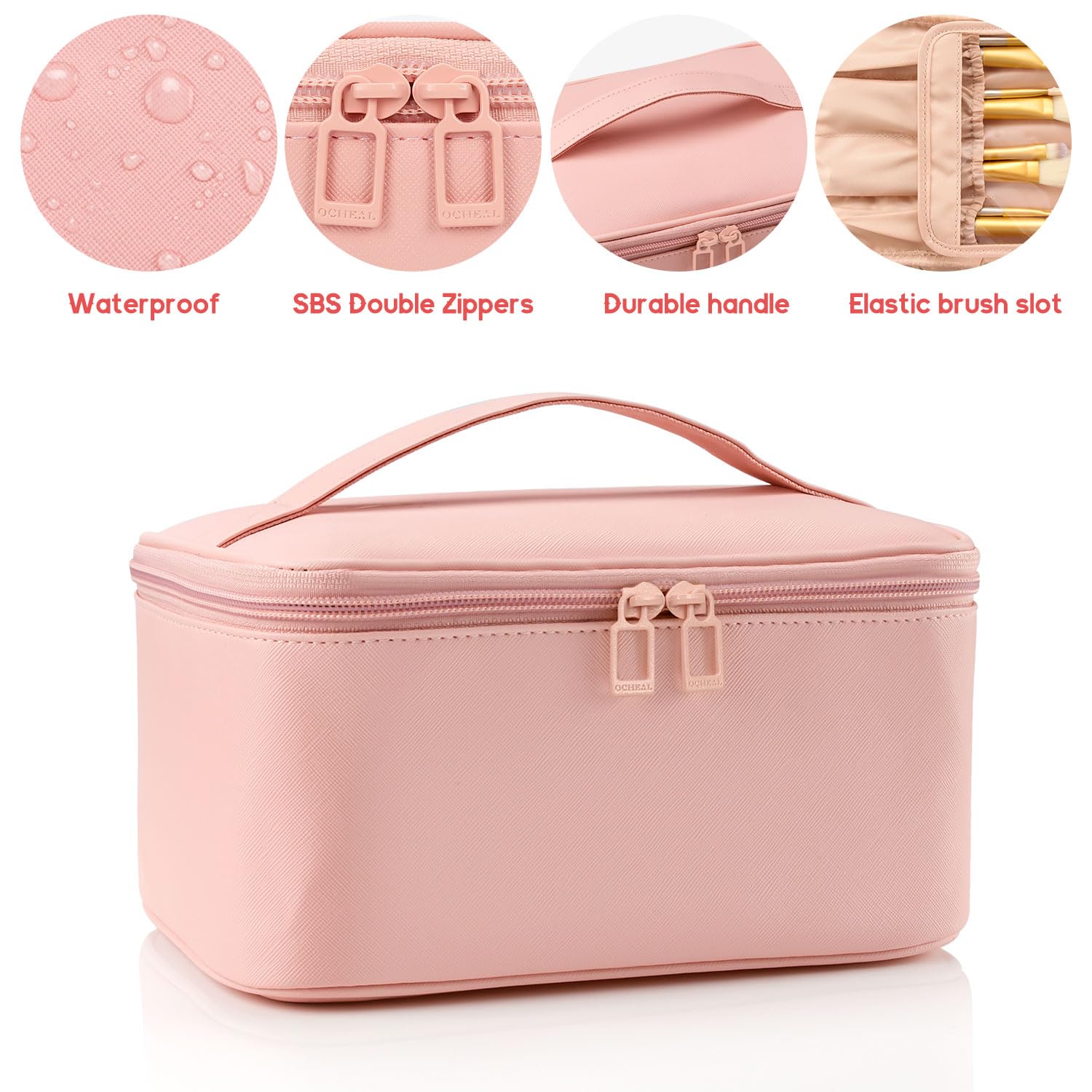 Makeup Bag, Portable Cosmetic Bag Black Make up Case Toiletry Bag | Large Capacity Travel Makeup Case Organizer for Women Toiletry Bag for Girls Traveling With Handle and Divider