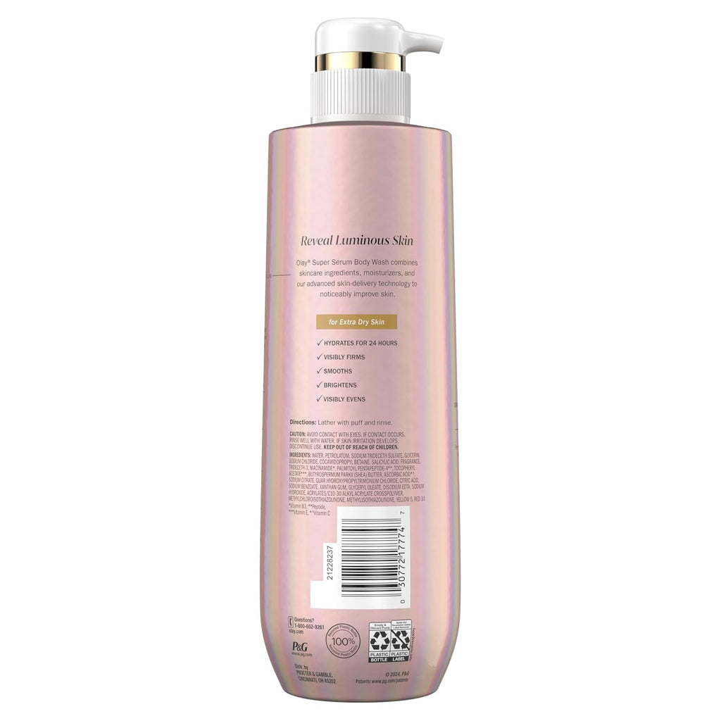 Olay Super Serum Body Wash for Women, For Extra Dry Skin, 18.5 fl oz