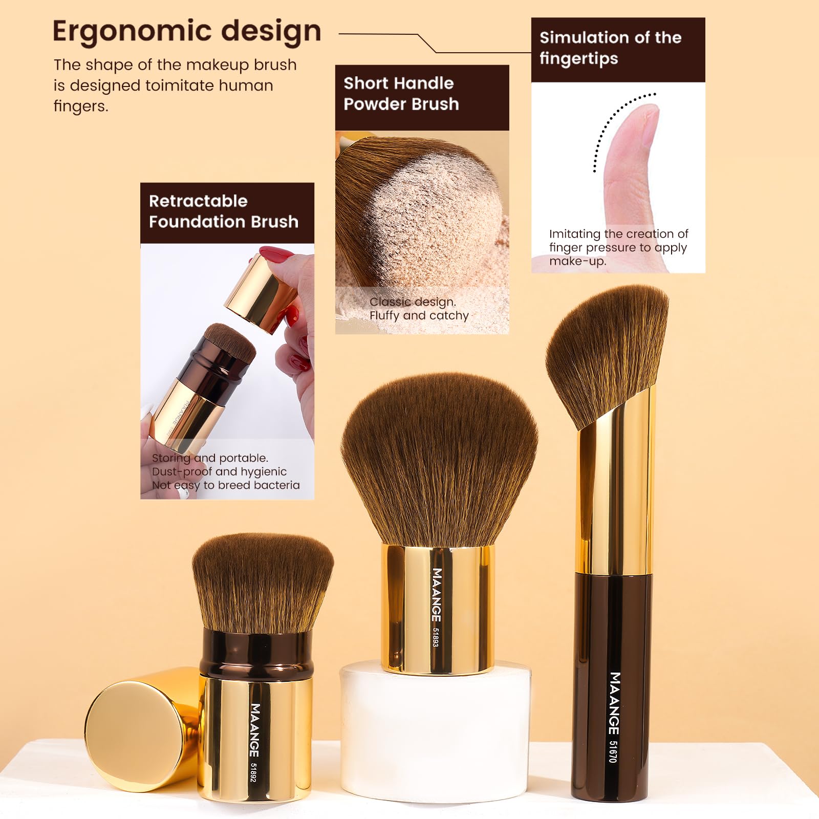 MAANGE 20 Pcs Makeup Brushes with Gift Box, Double-End Multi-functional Makeup Brushes for Blending Liquid Powder Concealer Cream Blush Buffe,CoffeeBrown