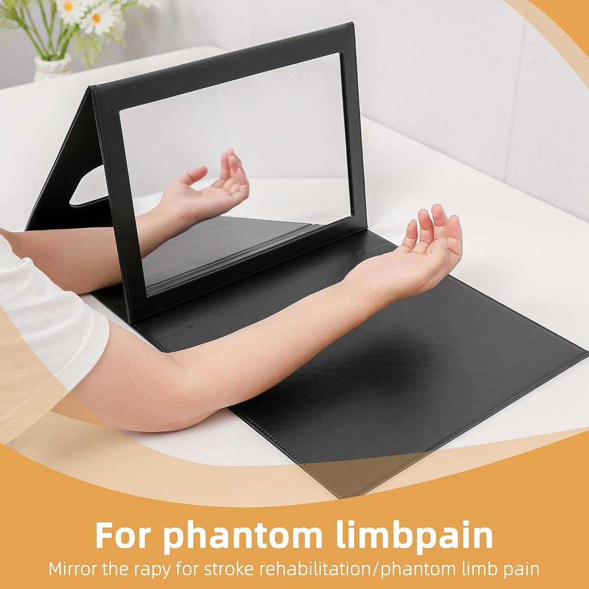Mirror Therapy Box for Stroke Rehabilitation, Large Visual Range, Folding & Adjustable Mirror Box for Hand & Arm Exercise