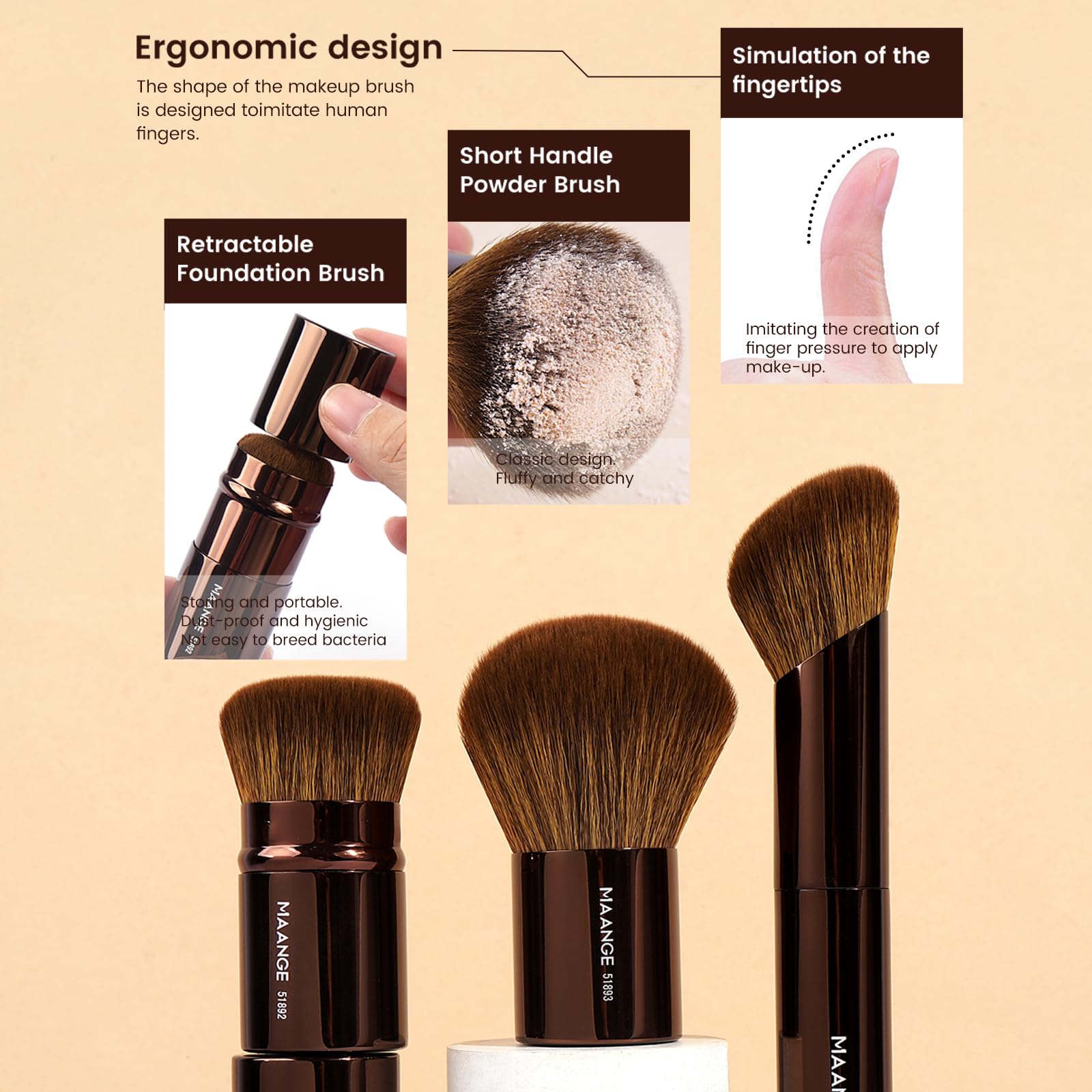 MAANGE 20 Pcs Makeup Brushes with Gift Box, Double-End Multi-functional Makeup Brushes for Blending Liquid Powder Concealer Cream Blush Buffe,CoffeeBrown