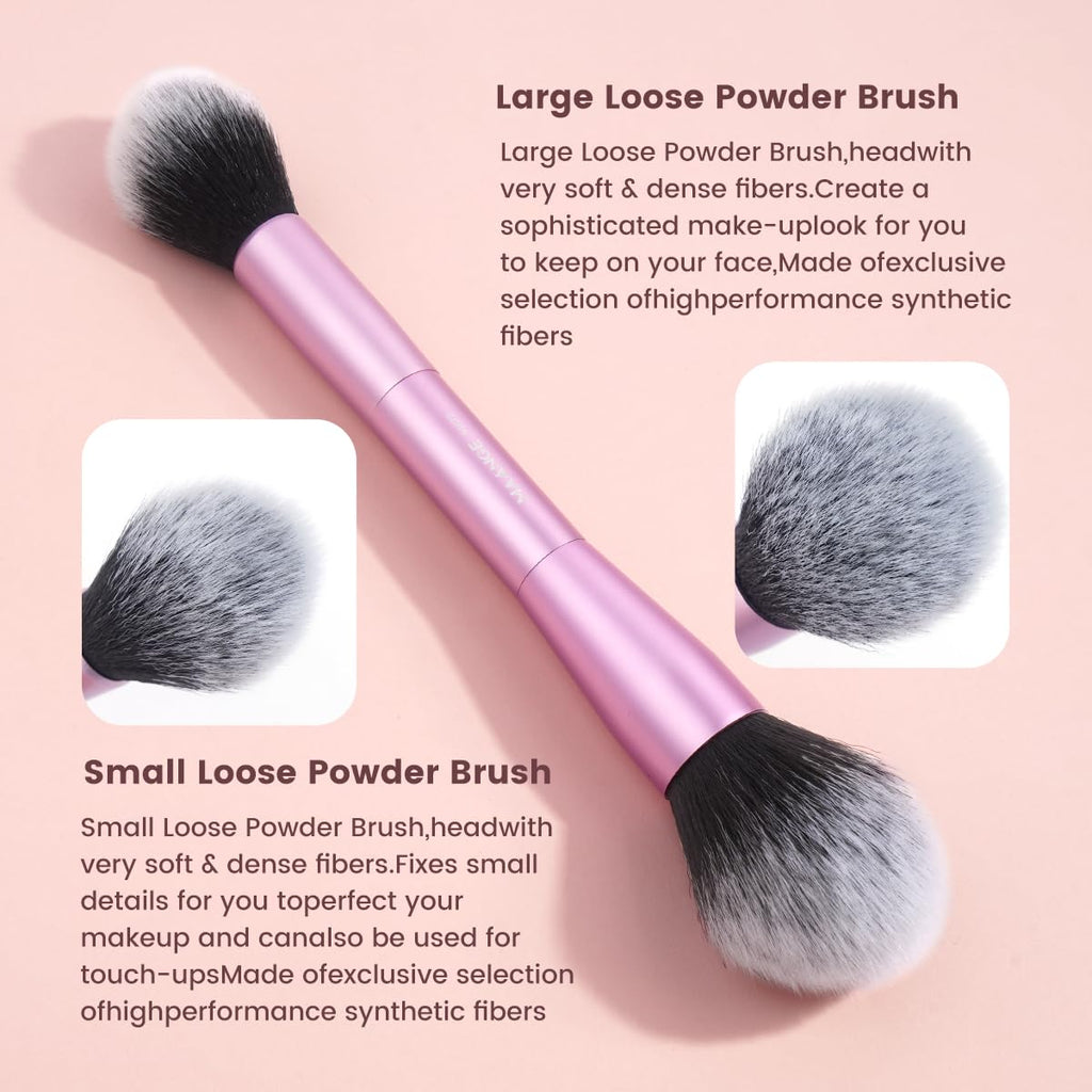 MAANGE 20 Pcs Makeup Brushes with Gift Box, Double-End Multi-functional Makeup Brushes for Blending Liquid Powder Concealer Cream Blush Buffe,CoffeeBrown