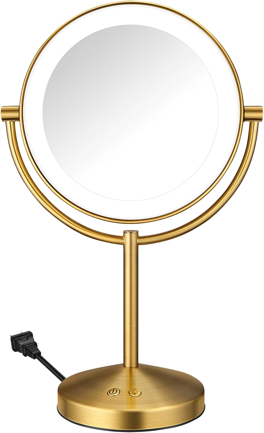 Conair LED Vanity Mirror, Double-Sided, 10x Maginification, Brushed Brass