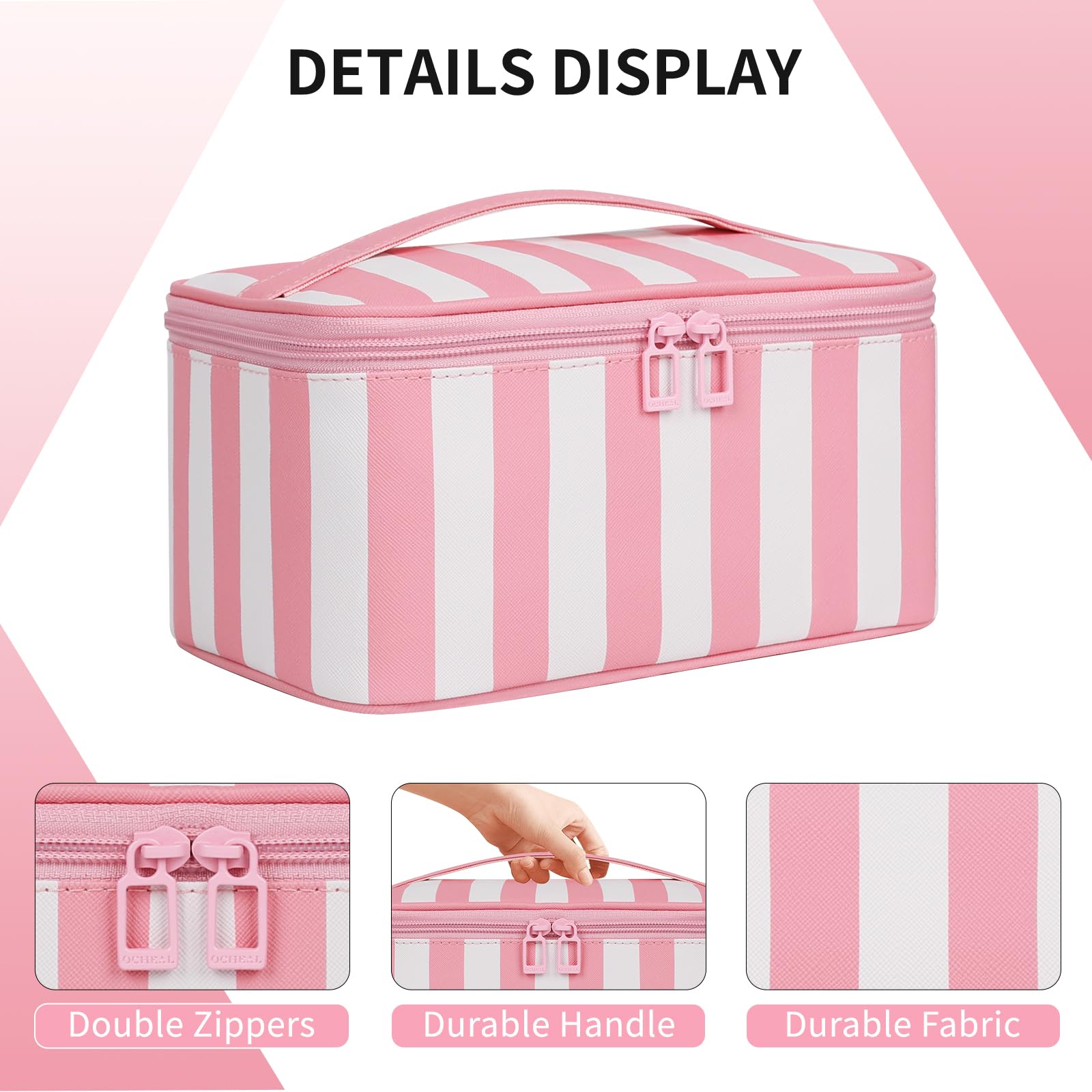 Makeup Bag, Portable Cosmetic Bag Black Make up Case Toiletry Bag | Large Capacity Travel Makeup Case Organizer for Women Toiletry Bag for Girls Traveling With Handle and Divider