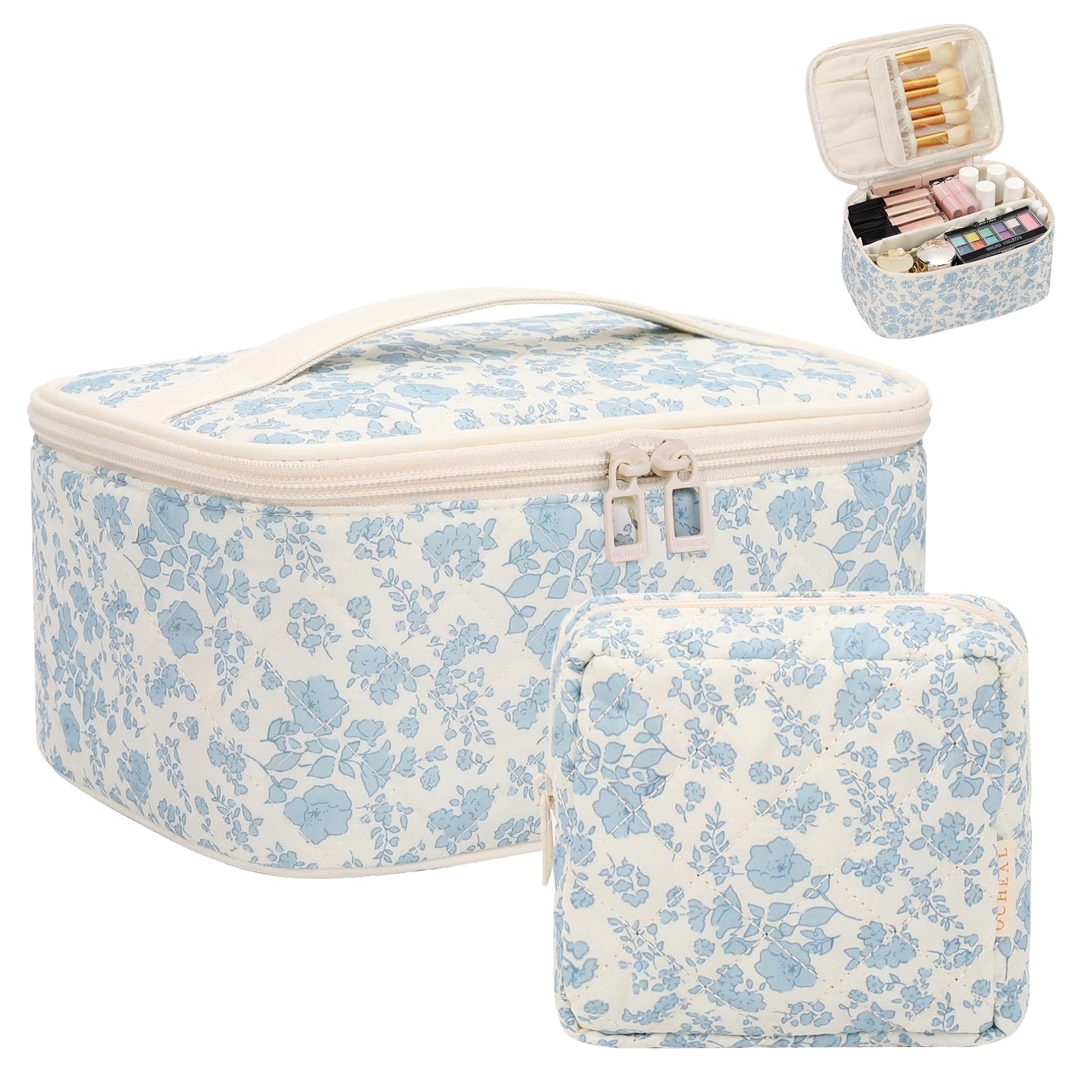 Makeup Bag, Portable Cosmetic Bag Black Make up Case Toiletry Bag | Large Capacity Travel Makeup Case Organizer for Women Toiletry Bag for Girls Traveling With Handle and Divider