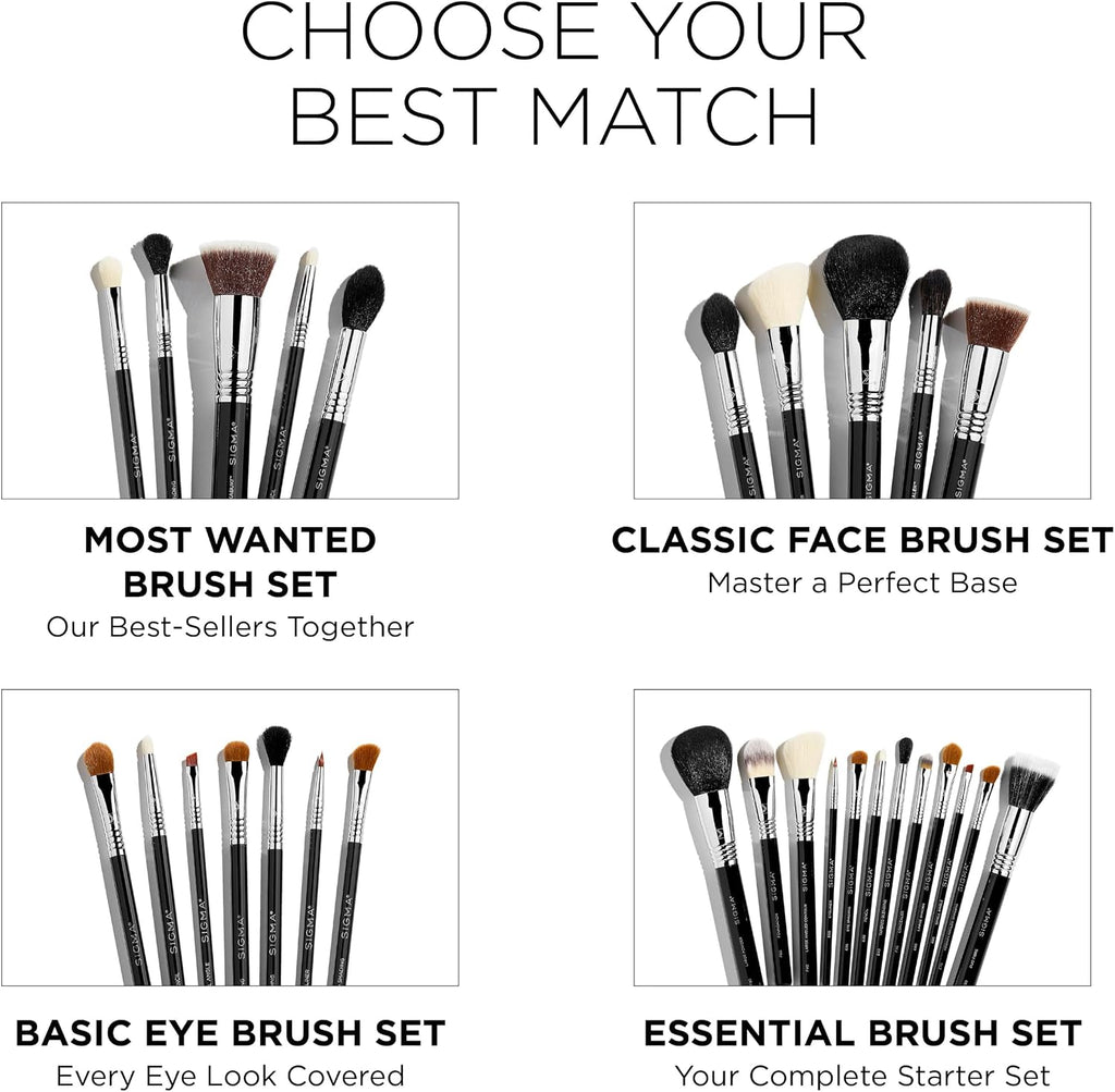 Sigma Beauty Most-Wanted Brush Set - 5-Pc Premium Face & Eye Makeup Brushes