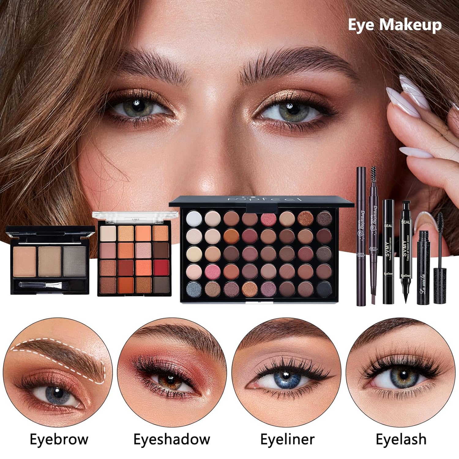 All in One Makeup Kit for Women Full Kit, Make Up Gift Set for Women | Makeup Essential Bundle Include Foundation Face Primer Eyeshadow Contour Palette Lipstick Eyeliner Mascara Cosmetic Brush Set