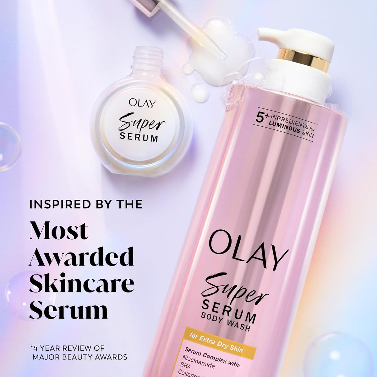 Olay Super Serum Body Wash for Women, For Extra Dry Skin, 18.5 fl oz