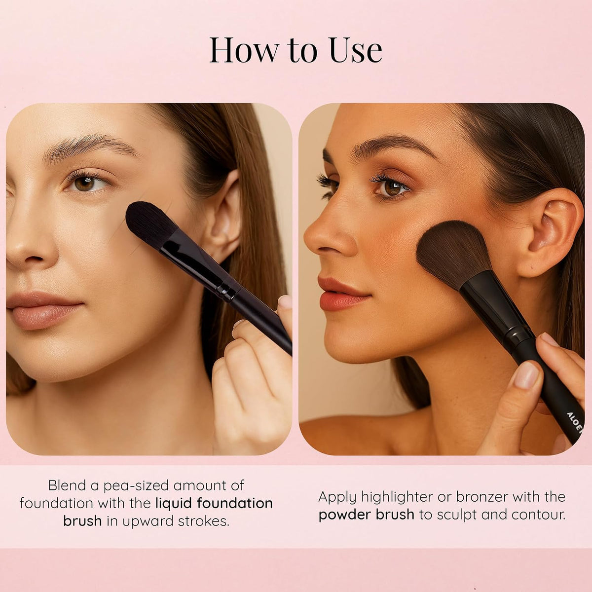 Aloette Professional Makeup Brushes Set - Blending Face Bursh Collection