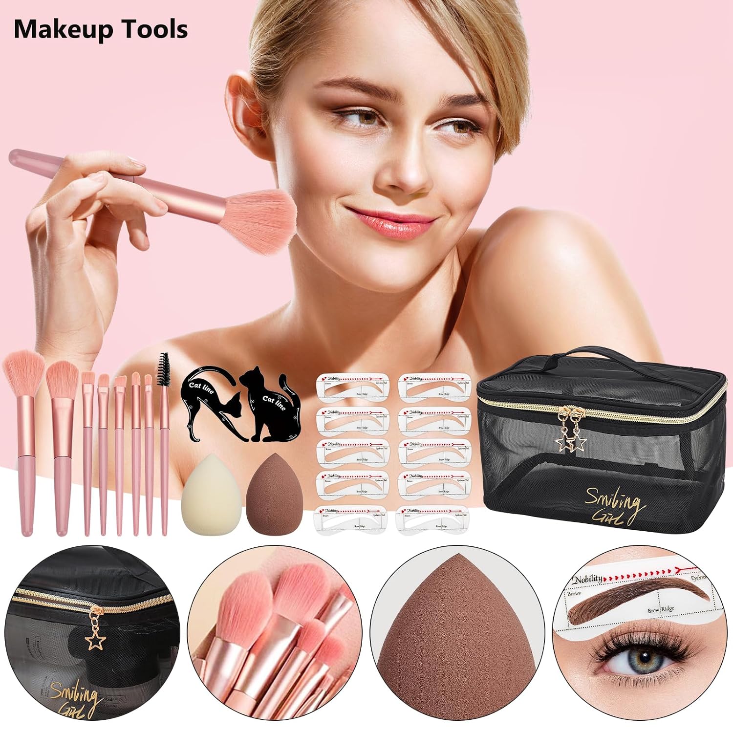 All in One Makeup Kit for Women Full Kit, Make Up Gift Set for Women | Makeup Essential Bundle Include Foundation Face Primer Eyeshadow Contour Palette Lipstick Eyeliner Mascara Cosmetic Brush Set