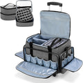 LUXJA Rolling Nail Polish Organizer Holds 90 Bottles and a UV Lamp, Gray