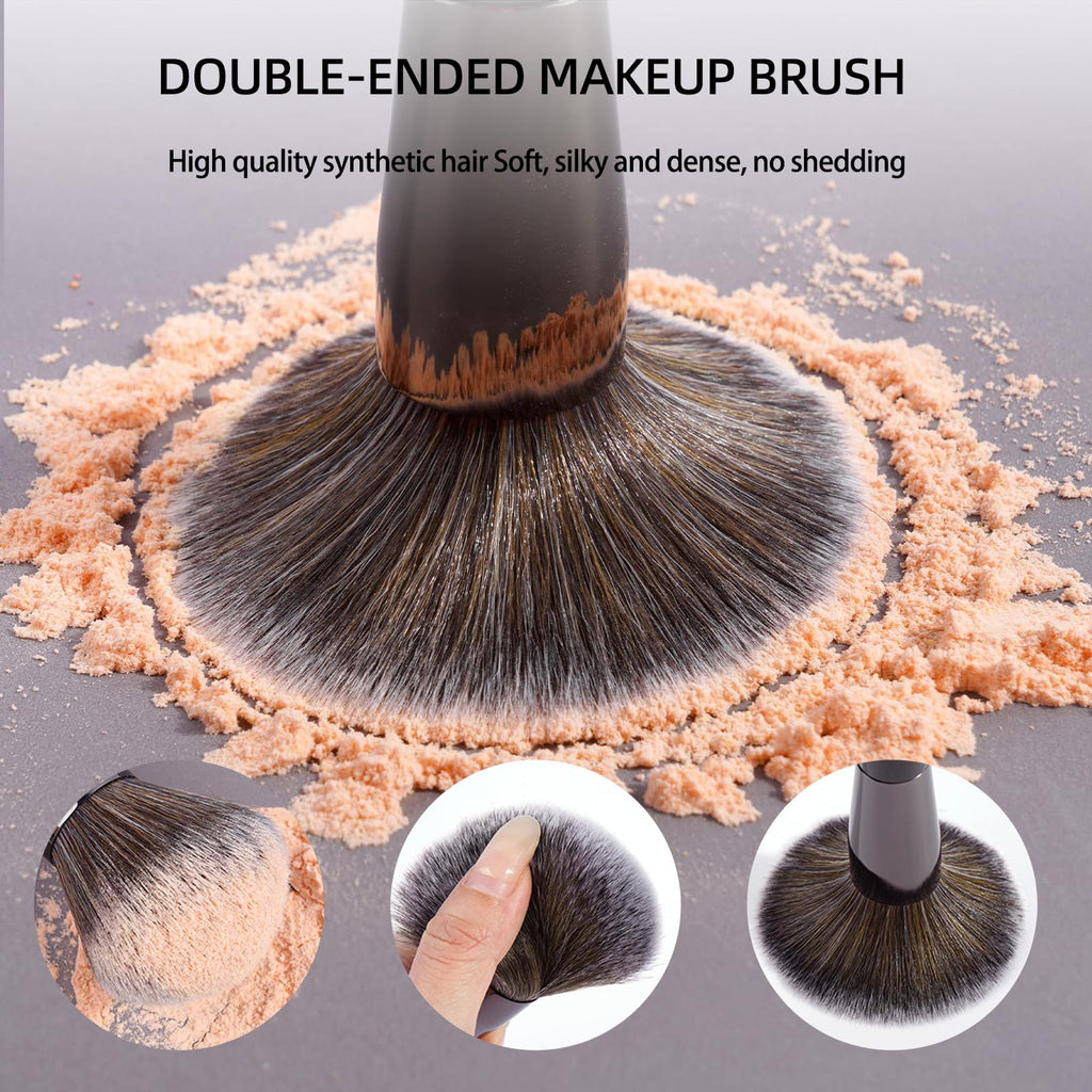 MAANGE 20 Pcs Makeup Brushes with Gift Box, Double-End Multi-functional Makeup Brushes for Blending Liquid Powder Concealer Cream Blush Buffe,CoffeeBrown