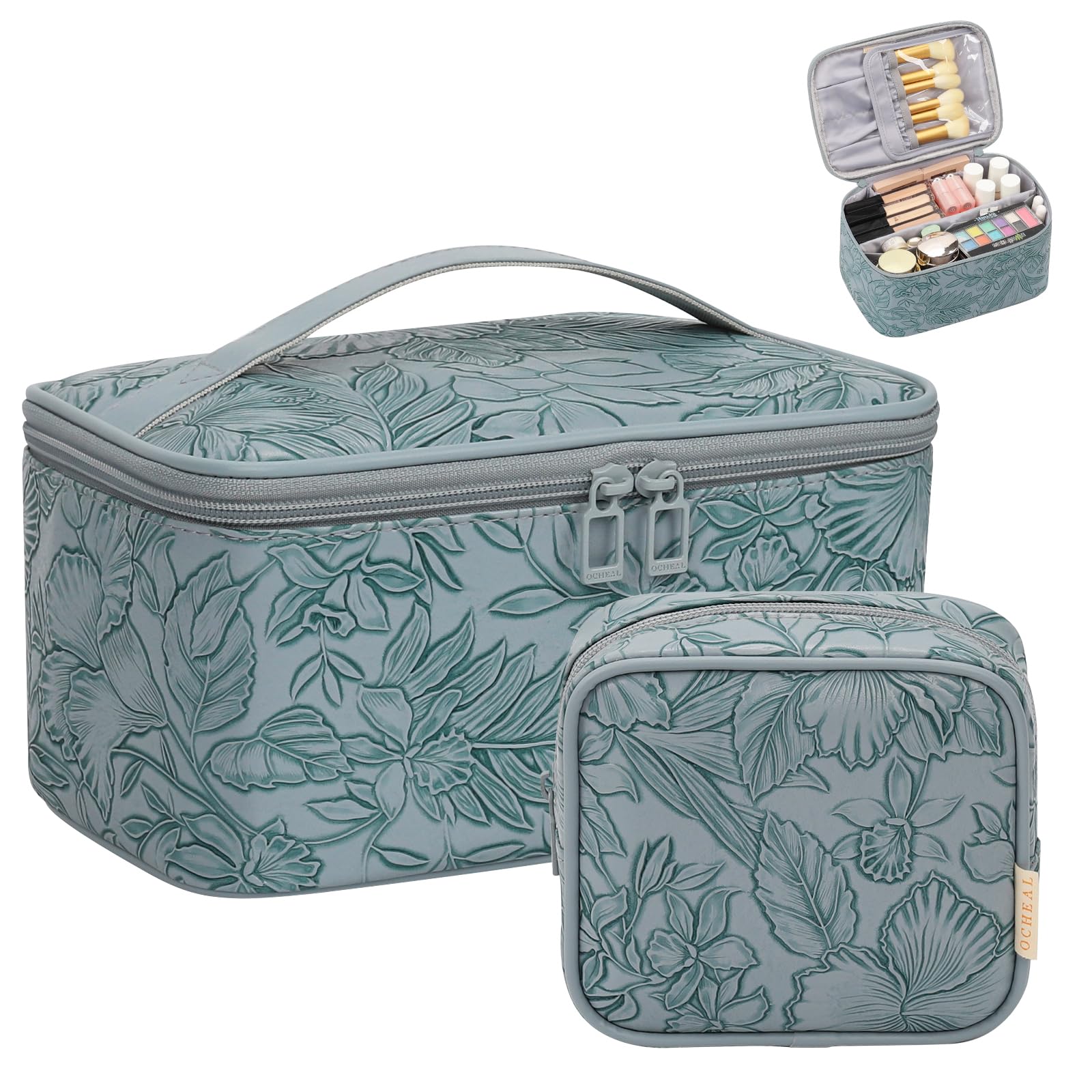 Makeup Bag, Portable Cosmetic Bag Black Make up Case Toiletry Bag | Large Capacity Travel Makeup Case Organizer for Women Toiletry Bag for Girls Traveling With Handle and Divider